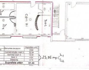 Apartament 3 camere, 61mp, curte comuna, Someseni