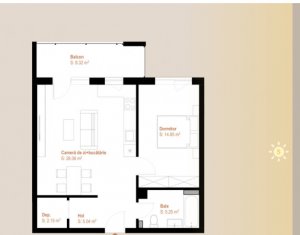 Sale apartment 2 rooms in Floresti